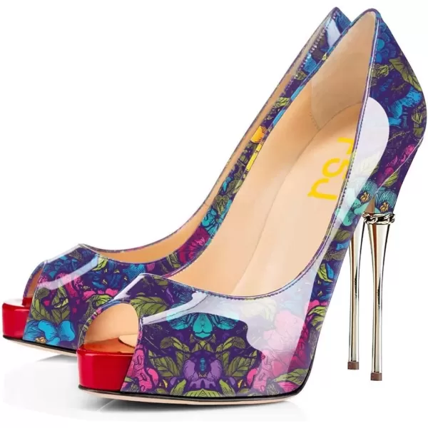 imageFSJ Women Classic Peep Toe Platform Heel Pumps Super High Sexy Metal Stiletto Slip On Party Shoes Size 415 USSecret Garden