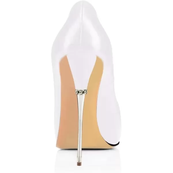 imageFSJ Women Classic Peep Toe Platform Heel Pumps Super High Sexy Metal Stiletto Slip On Party Shoes Size 415 USWhitematte
