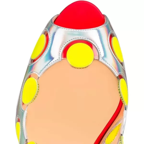 imageFSJ Women Classic Peep Toe Platform Heel Pumps Super High Sexy Metal Stiletto Slip On Party Shoes Size 415 USYellow Polkadot
