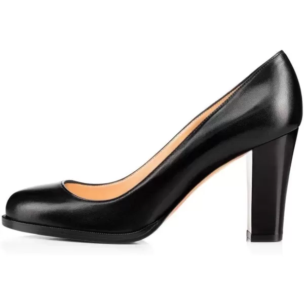 imageFSJ Women Formal High Heel Pumps Close Toe Slip On Business Dress Shoes for Office Work Size 415 USBlack Chunky