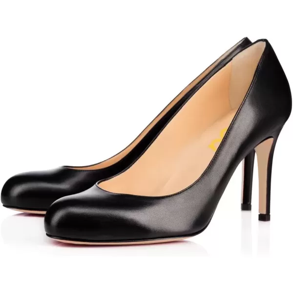 imageFSJ Women Formal High Heel Pumps Close Toe Slip On Business Dress Shoes for Office Work Size 415 USBlack Matte7 Cm