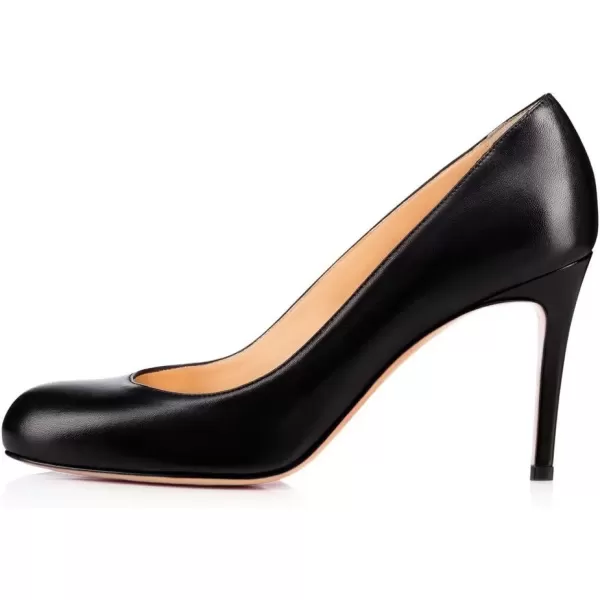 imageFSJ Women Formal High Heel Pumps Close Toe Slip On Business Dress Shoes for Office Work Size 415 USBlack Matte7 Cm