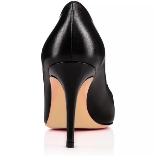 imageFSJ Women Formal High Heel Pumps Close Toe Slip On Business Dress Shoes for Office Work Size 415 USBlack Matte7 Cm
