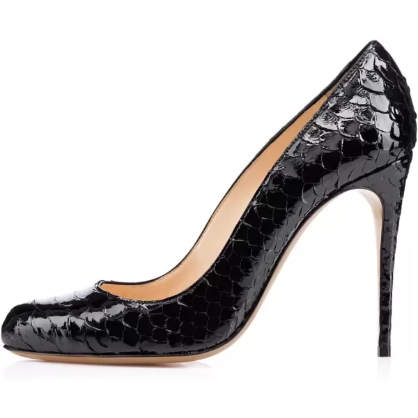imageFSJ Women Formal High Heel Pumps Close Toe Slip On Business Dress Shoes for Office Work Size 415 USBlack Snake9 Cm