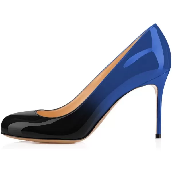 imageFSJ Women Formal High Heel Pumps Close Toe Slip On Business Dress Shoes for Office Work Size 415 USBlue Black9 Cm