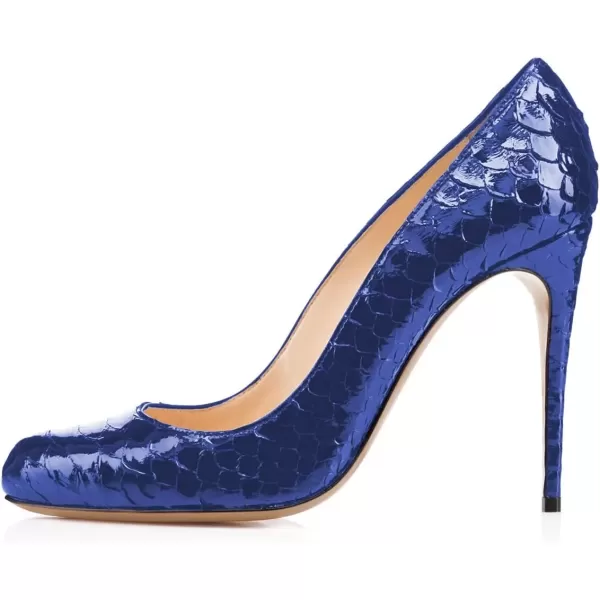 imageFSJ Women Formal High Heel Pumps Close Toe Slip On Business Dress Shoes for Office Work Size 415 USBlue Snake9 Cm