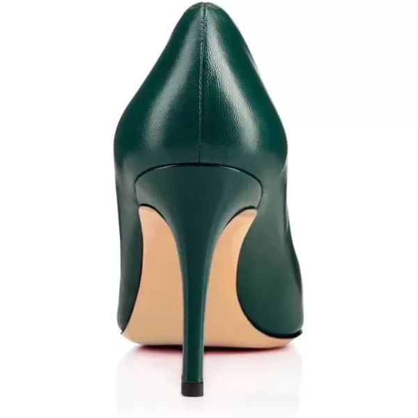 imageFSJ Women Formal High Heel Pumps Close Toe Slip On Business Dress Shoes for Office Work Size 415 USGreen7 Cm