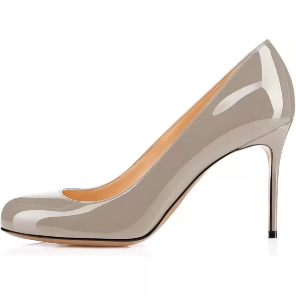 imageFSJ Women Formal High Heel Pumps Close Toe Slip On Business Dress Shoes for Office Work Size 415 USGrey9 Cm