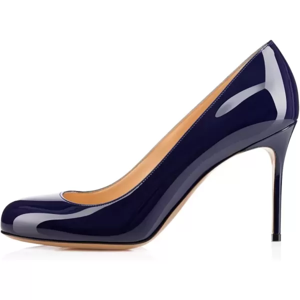 imageFSJ Women Formal High Heel Pumps Close Toe Slip On Business Dress Shoes for Office Work Size 415 USNavy9 Cm