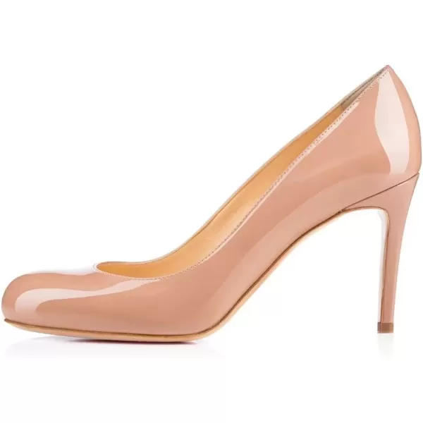 imageFSJ Women Formal High Heel Pumps Close Toe Slip On Business Dress Shoes for Office Work Size 415 USNude7 Cm