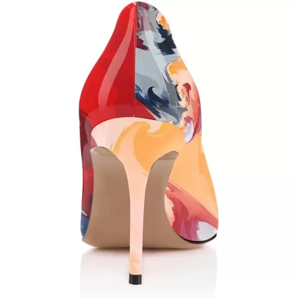 imageFSJ Women Formal High Heel Pumps Close Toe Slip On Business Dress Shoes for Office Work Size 415 USPainting