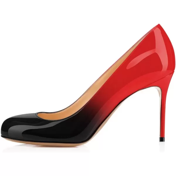 imageFSJ Women Formal High Heel Pumps Close Toe Slip On Business Dress Shoes for Office Work Size 415 USRed Black9 Cm