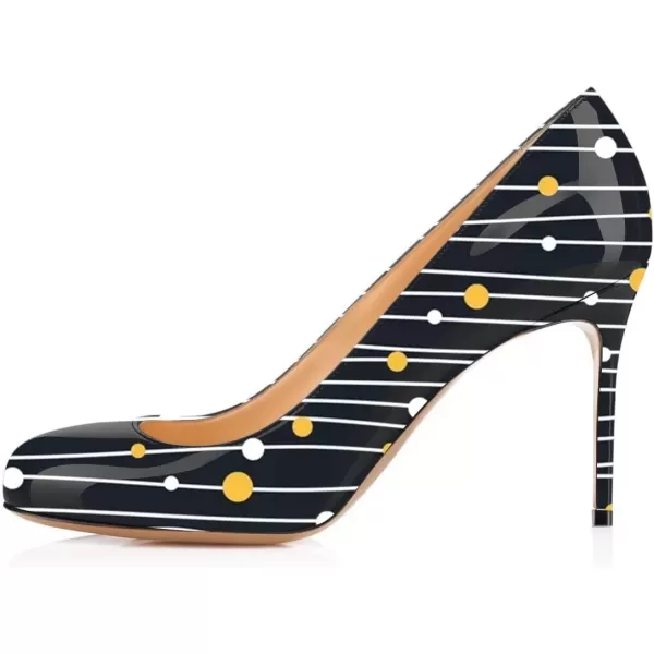 imageFSJ Women Formal High Heel Pumps Close Toe Slip On Business Dress Shoes for Office Work Size 415 USStripeddots