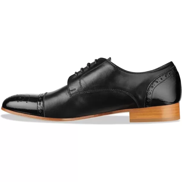 imageFSJ Women Perforated Laceup Oxfords Multicolor Leather Cap Toe Comfort Flat Pumps Vintage Ladis Oxfords Shoes Size 415 USBlack