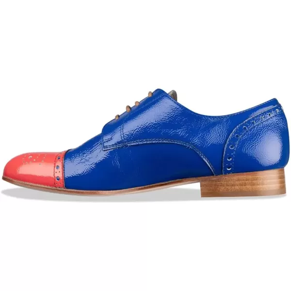 imageFSJ Women Perforated Laceup Oxfords Multicolor Leather Cap Toe Comfort Flat Pumps Vintage Ladis Oxfords Shoes Size 415 USBlue