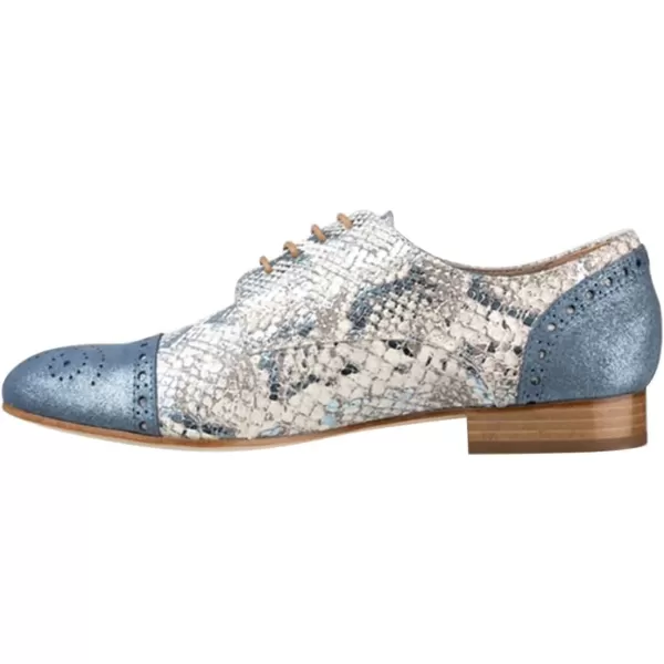imageFSJ Women Perforated Laceup Oxfords Multicolor Leather Cap Toe Comfort Flat Pumps Vintage Ladis Oxfords Shoes Size 415 USBlue Texture