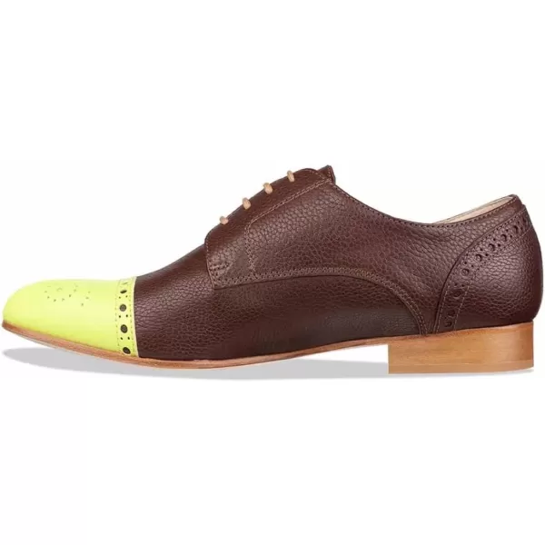 imageFSJ Women Perforated Laceup Oxfords Multicolor Leather Cap Toe Comfort Flat Pumps Vintage Ladis Oxfords Shoes Size 415 USBrown Kelly
