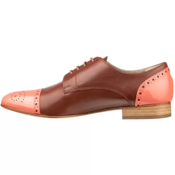 imageFSJ Women Perforated Laceup Oxfords Multicolor Leather Cap Toe Comfort Flat Pumps Vintage Ladis Oxfords Shoes Size 415 USBrown Pink