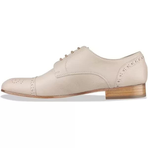 imageFSJ Women Perforated Laceup Oxfords Multicolor Leather Cap Toe Comfort Flat Pumps Vintage Ladis Oxfords Shoes Size 415 USCreamy White