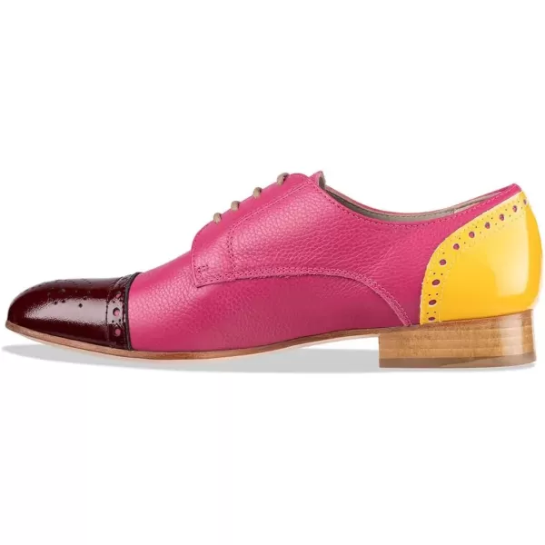 imageFSJ Women Perforated Laceup Oxfords Multicolor Leather Cap Toe Comfort Flat Pumps Vintage Ladis Oxfords Shoes Size 415 USHot Pink