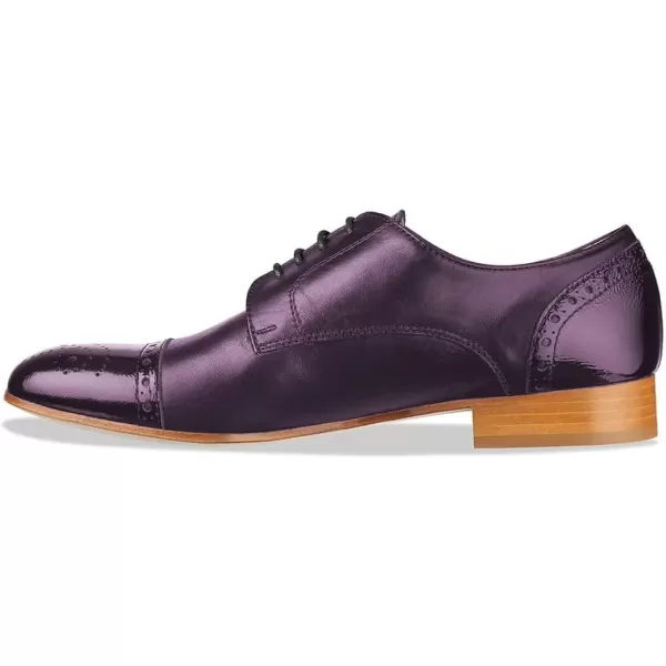 imageFSJ Women Perforated Laceup Oxfords Multicolor Leather Cap Toe Comfort Flat Pumps Vintage Ladis Oxfords Shoes Size 415 USPurple