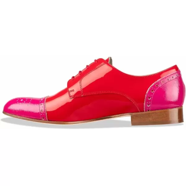 imageFSJ Women Perforated Laceup Oxfords Multicolor Leather Cap Toe Comfort Flat Pumps Vintage Ladis Oxfords Shoes Size 415 USRed Pink
