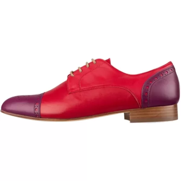 imageFSJ Women Perforated Laceup Oxfords Multicolor Leather Cap Toe Comfort Flat Pumps Vintage Ladis Oxfords Shoes Size 415 USRed Purple