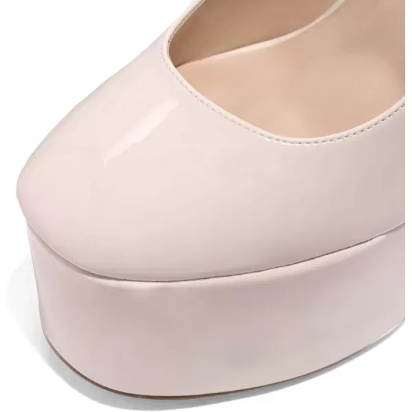 imageFSJ Women Platform Chunky Block High Heel Pumps Sexy Square Closed Toe Ankle Strap Hot Party Prom Wedding Dress Shoes Size 415 USBeige