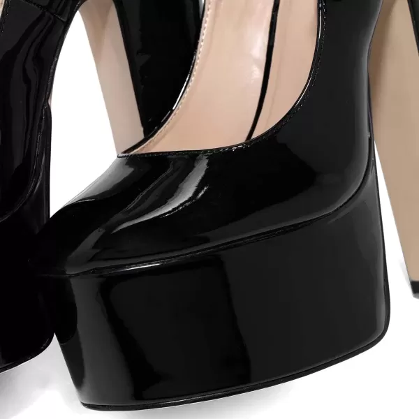 imageFSJ Women Platform Chunky Block High Heel Pumps Sexy Square Closed Toe Ankle Strap Hot Party Prom Wedding Dress Shoes Size 415 USBlack