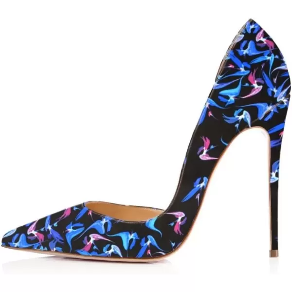 imageFSJ Women Sexy Multicolored Pointy Toe Pumps Slip On Mid High Heels Dress Shoes Size 415 USBlue Dorsay12 Cm