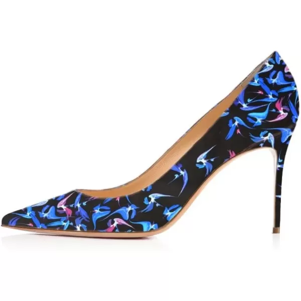 imageFSJ Women Sexy Multicolored Pointy Toe Pumps Slip On Mid High Heels Dress Shoes Size 415 USBlue10 Cm