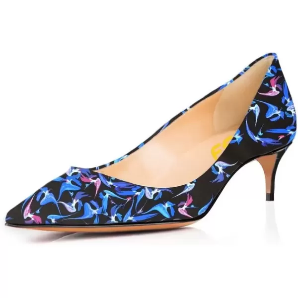 imageFSJ Women Sexy Multicolored Pointy Toe Pumps Slip On Mid High Heels Dress Shoes Size 415 USBlue45 Cm