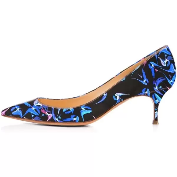 imageFSJ Women Sexy Multicolored Pointy Toe Pumps Slip On Mid High Heels Dress Shoes Size 415 USBlue55 Cm