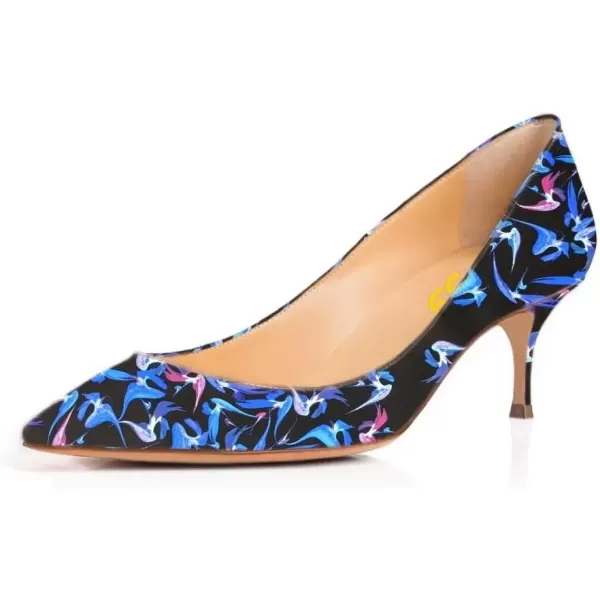 imageFSJ Women Sexy Multicolored Pointy Toe Pumps Slip On Mid High Heels Dress Shoes Size 415 USBlue55 Cm