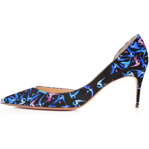 imageFSJ Women Sexy Multicolored Pointy Toe Pumps Slip On Mid High Heels Dress Shoes Size 415 USBlue75 Cm