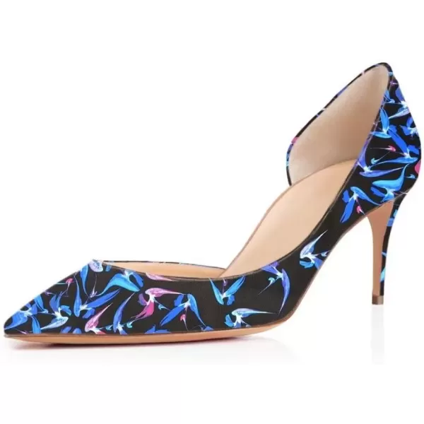 imageFSJ Women Sexy Multicolored Pointy Toe Pumps Slip On Mid High Heels Dress Shoes Size 415 USBlue75 Cm