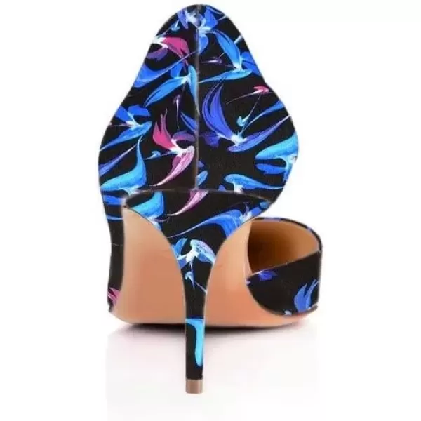 imageFSJ Women Sexy Multicolored Pointy Toe Pumps Slip On Mid High Heels Dress Shoes Size 415 USBlue75 Cm