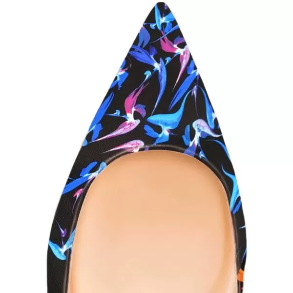 imageFSJ Women Sexy Multicolored Pointy Toe Pumps Slip On Mid High Heels Dress Shoes Size 415 USBlueflat