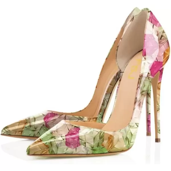 imageFSJ Women Sexy Multicolored Pointy Toe Pumps Slip On Mid High Heels Dress Shoes Size 415 USPlaid Dorsay12 Cm