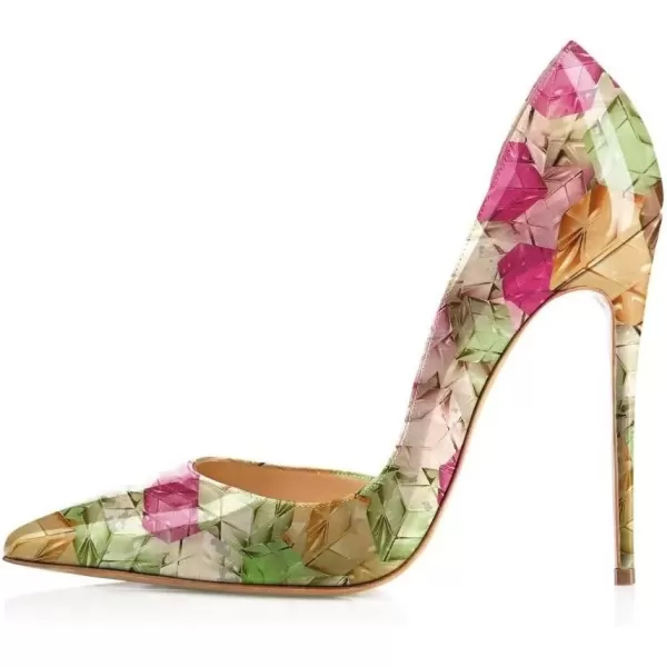 imageFSJ Women Sexy Multicolored Pointy Toe Pumps Slip On Mid High Heels Dress Shoes Size 415 USPlaid Dorsay12 Cm