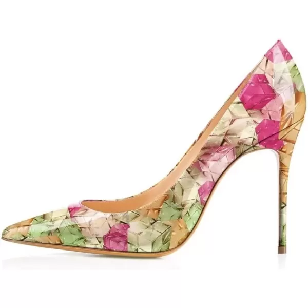 imageFSJ Women Sexy Multicolored Pointy Toe Pumps Slip On Mid High Heels Dress Shoes Size 415 USPlaid12 Cm