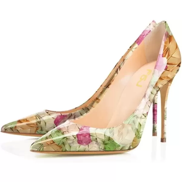 imageFSJ Women Sexy Multicolored Pointy Toe Pumps Slip On Mid High Heels Dress Shoes Size 415 USPlaid12 Cm