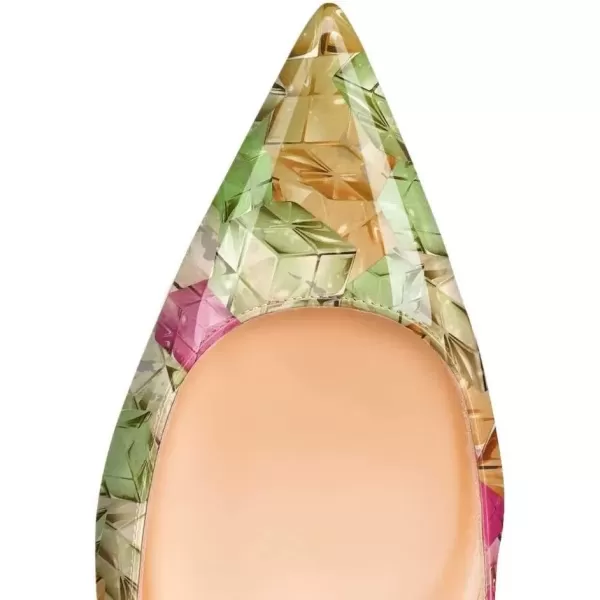 imageFSJ Women Sexy Multicolored Pointy Toe Pumps Slip On Mid High Heels Dress Shoes Size 415 USPlaidflat