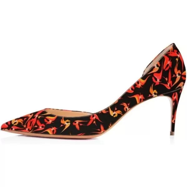 imageFSJ Women Sexy Multicolored Pointy Toe Pumps Slip On Mid High Heels Dress Shoes Size 415 USRed75 Cm