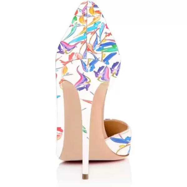 imageFSJ Women Sexy Multicolored Pointy Toe Pumps Slip On Mid High Heels Dress Shoes Size 415 USWhite Dorsay12 Cm