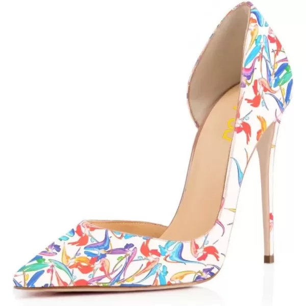 imageFSJ Women Sexy Multicolored Pointy Toe Pumps Slip On Mid High Heels Dress Shoes Size 415 USWhite Dorsay12 Cm