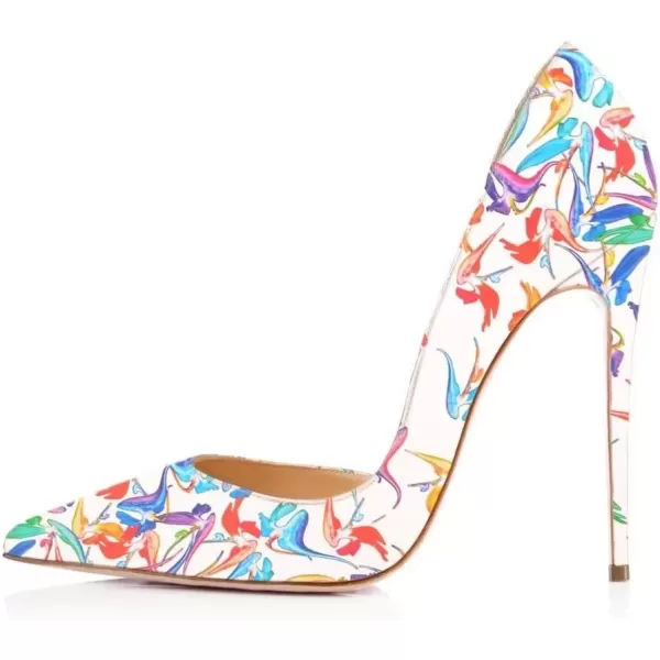 imageFSJ Women Sexy Multicolored Pointy Toe Pumps Slip On Mid High Heels Dress Shoes Size 415 USWhite Dorsay12 Cm