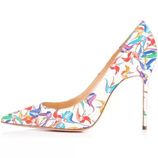 imageFSJ Women Sexy Multicolored Pointy Toe Pumps Slip On Mid High Heels Dress Shoes Size 415 USWhite12 Cm