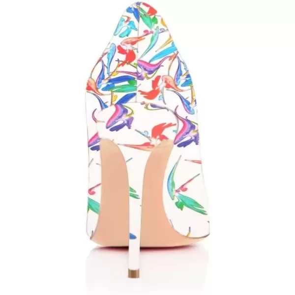 imageFSJ Women Sexy Multicolored Pointy Toe Pumps Slip On Mid High Heels Dress Shoes Size 415 USWhite12 Cm