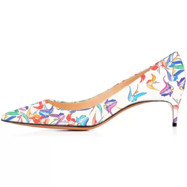 imageFSJ Women Sexy Multicolored Pointy Toe Pumps Slip On Mid High Heels Dress Shoes Size 415 USWhite45 Cm